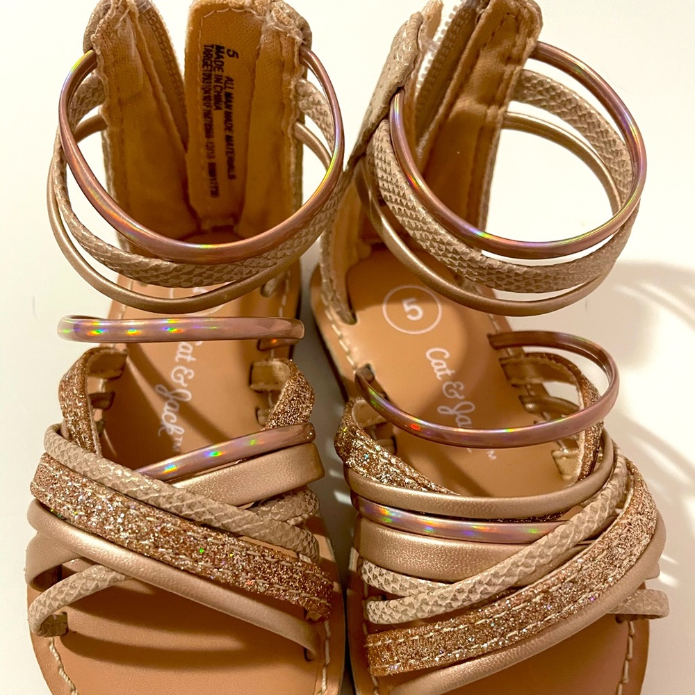 CAT & JACK gold glitter sandals.